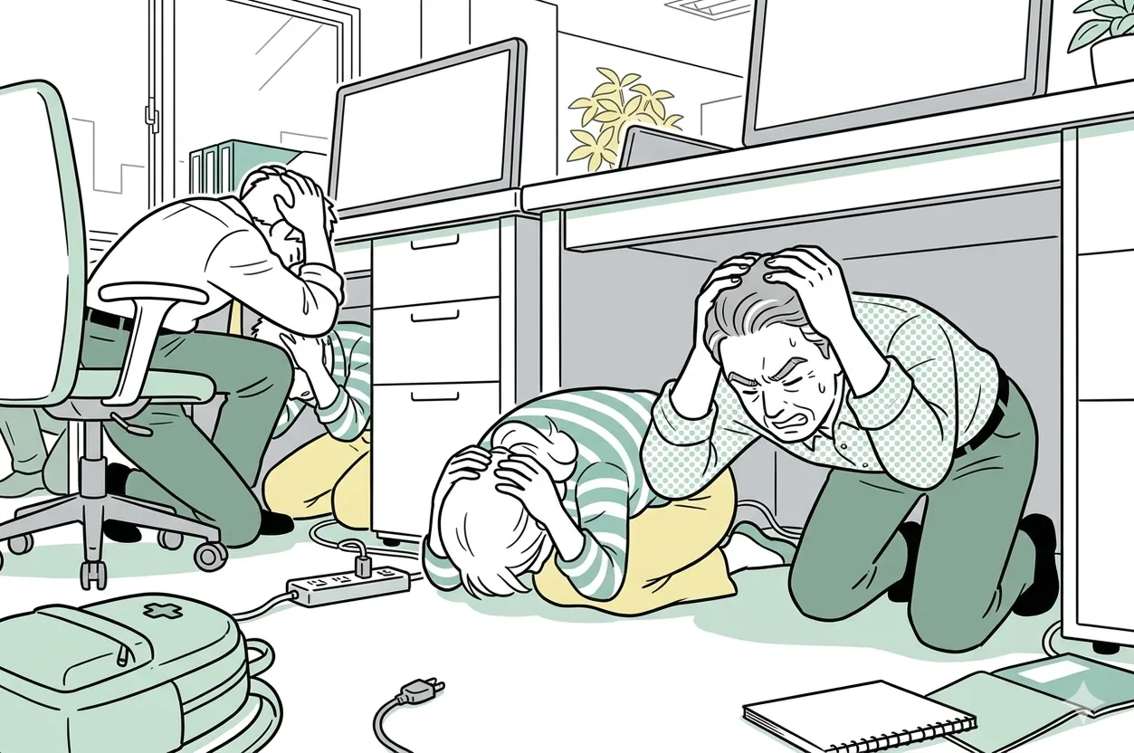 企業の職場別に確認する地震初期対応